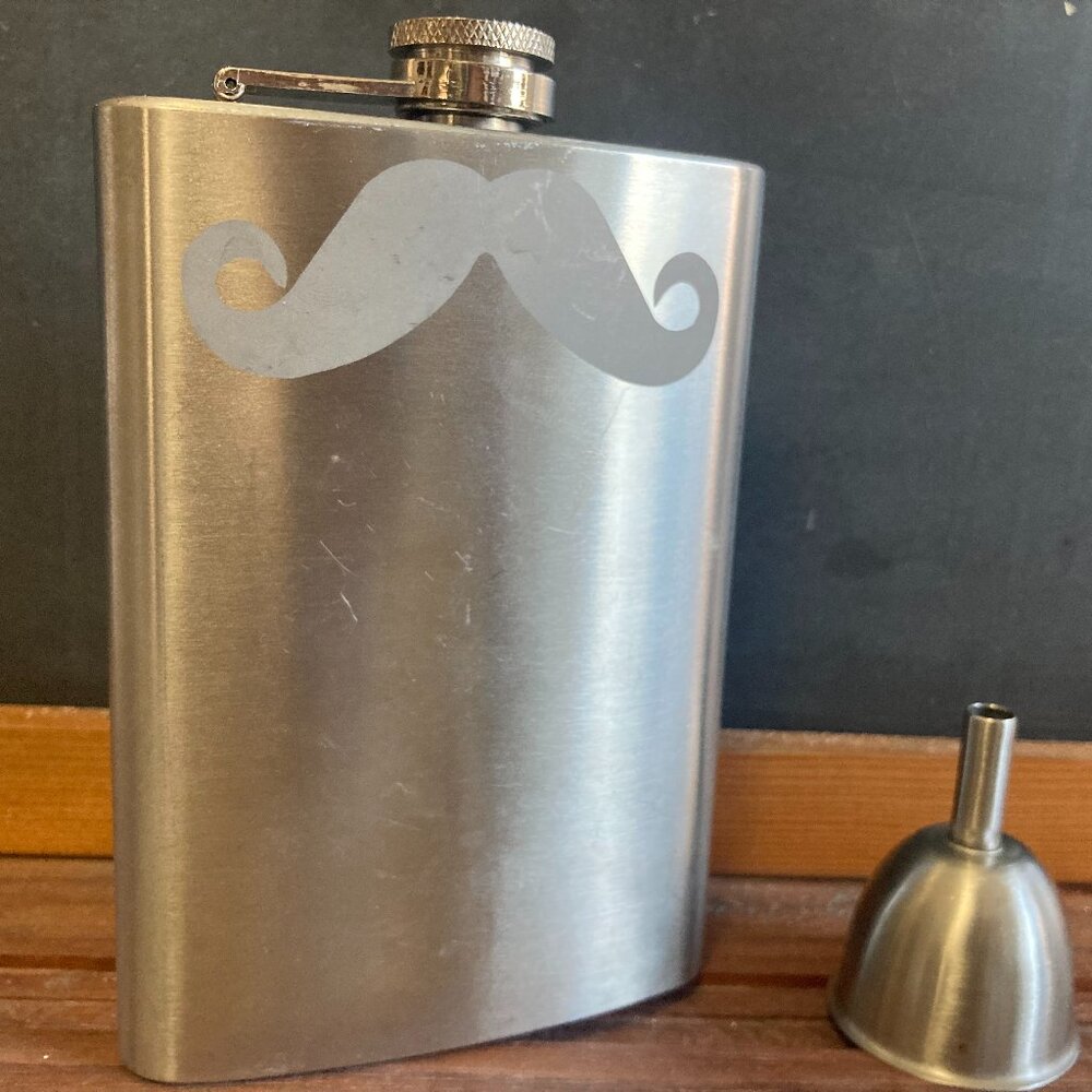 Hip Flask with Mustache